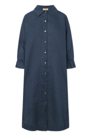 Duri solid linen dress - navy
