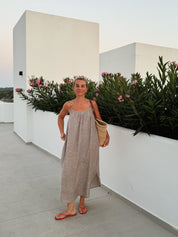 Vancouver Long dress - Coffee Quartz Stripe