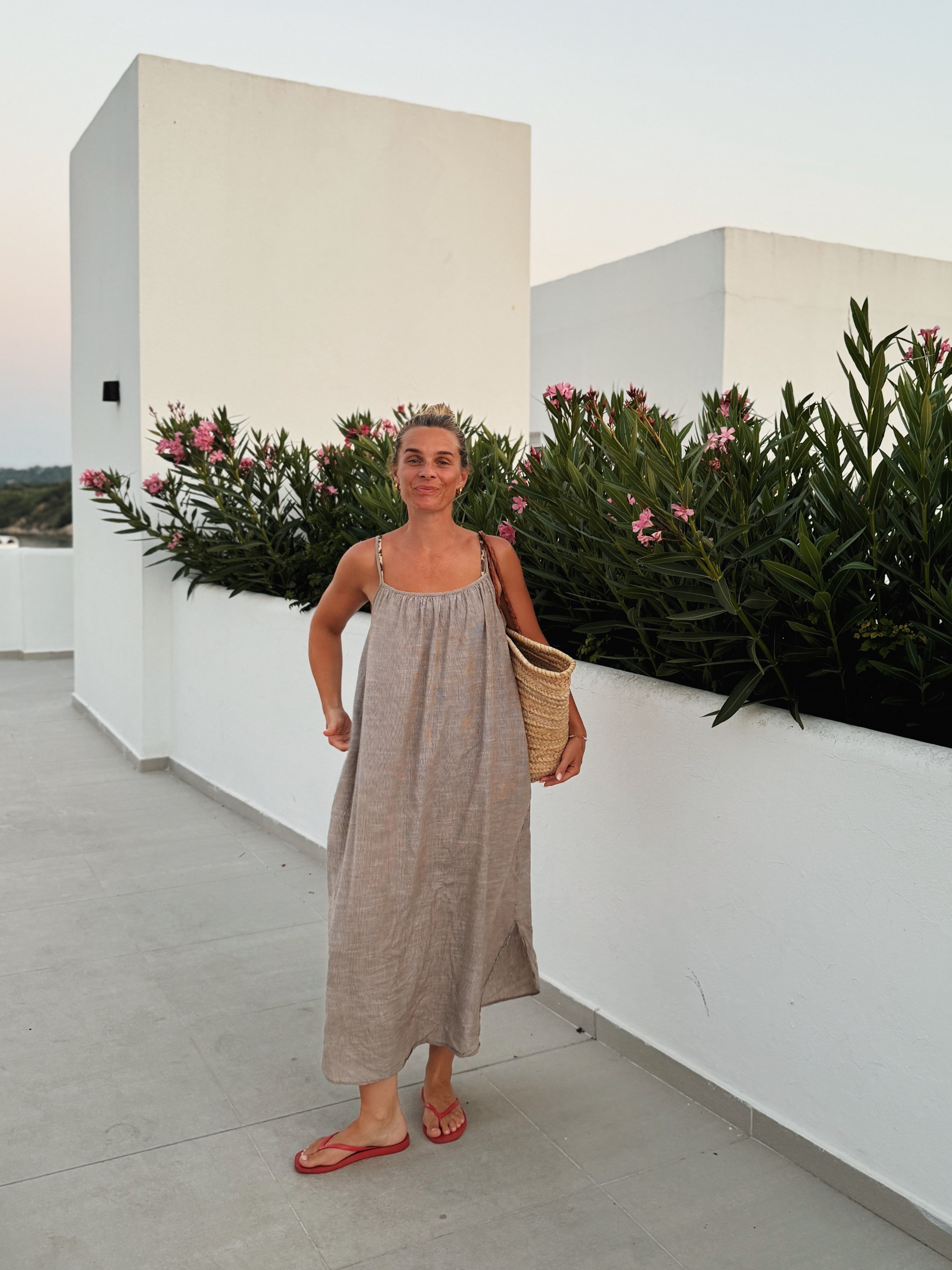 Vancouver Long dress - Coffee Quartz Stripe