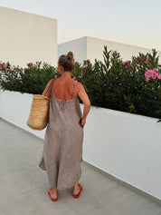 Vancouver Long dress - Coffee Quartz Stripe