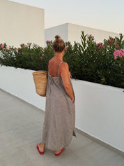 Vancouver Long dress - Coffee Quartz Stripe