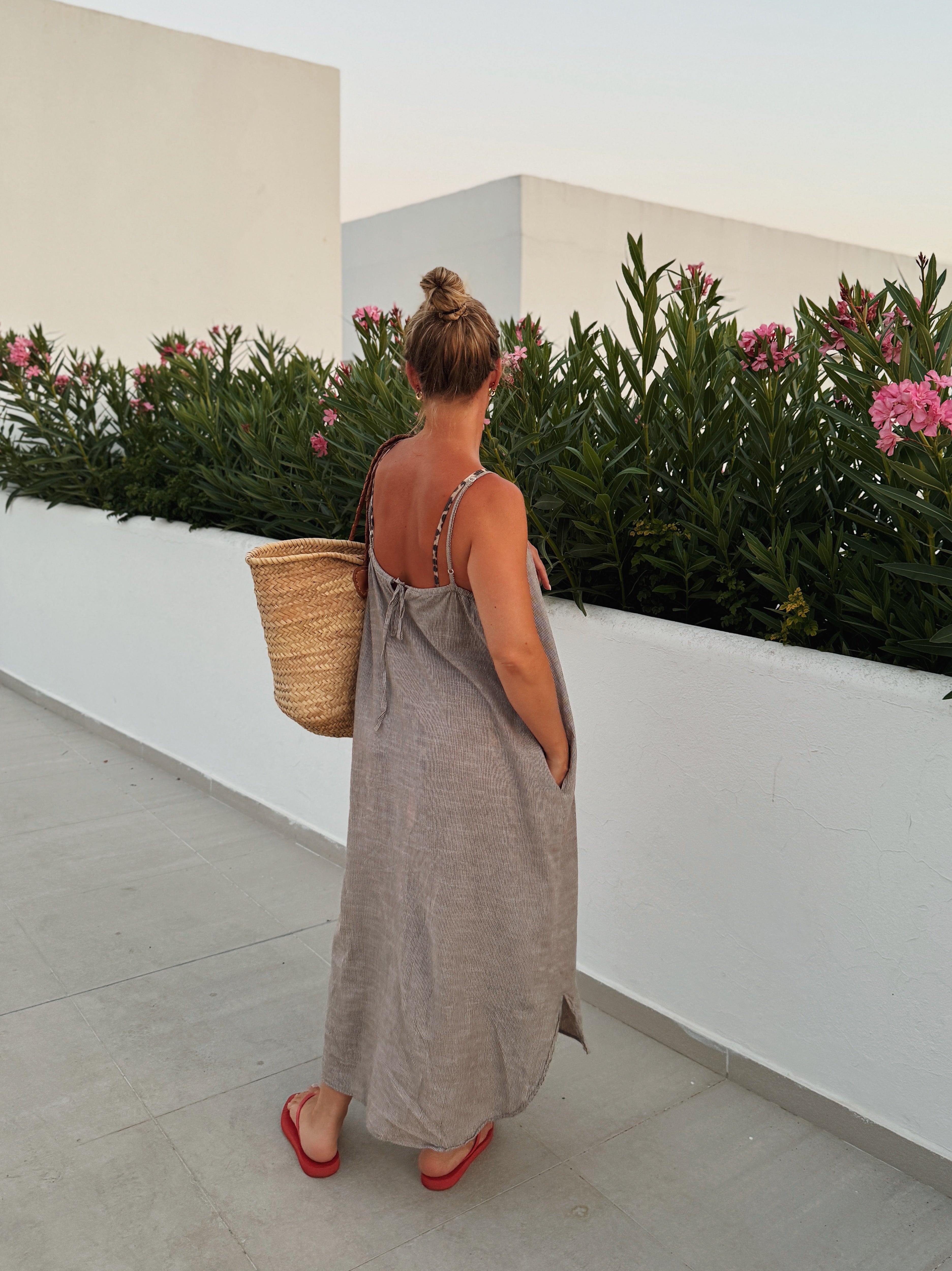 Vancouver Long dress - Coffee Quartz Stripe