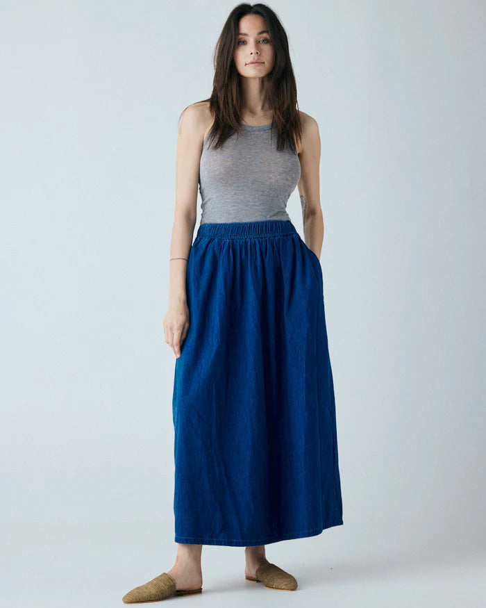 Helsinki denim ankle skirt - Clear blue denim