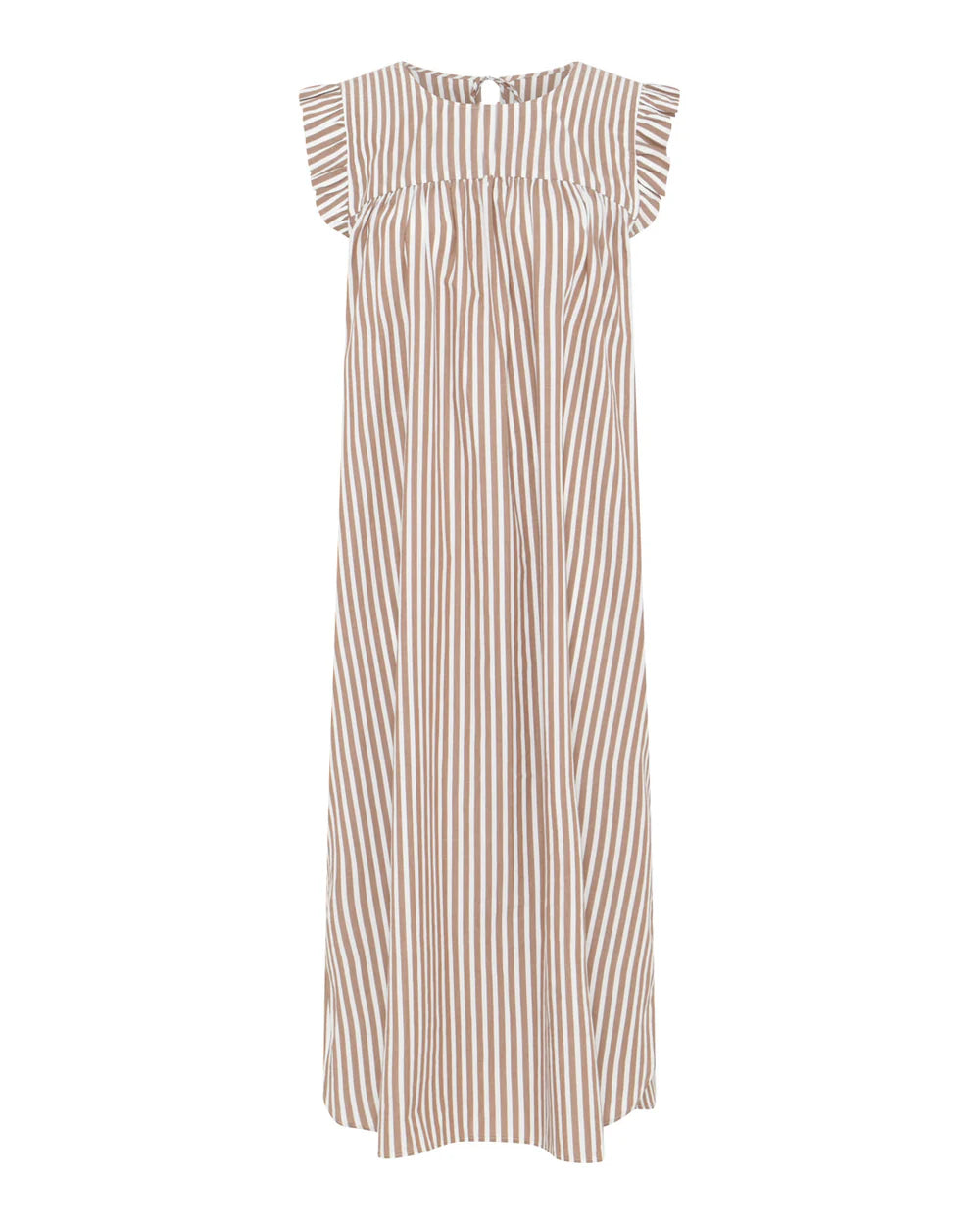 Stockholm Long dress - Coffee wide stripe