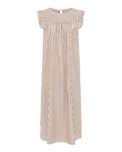 Stockholm Long dress - Coffee wide stripe