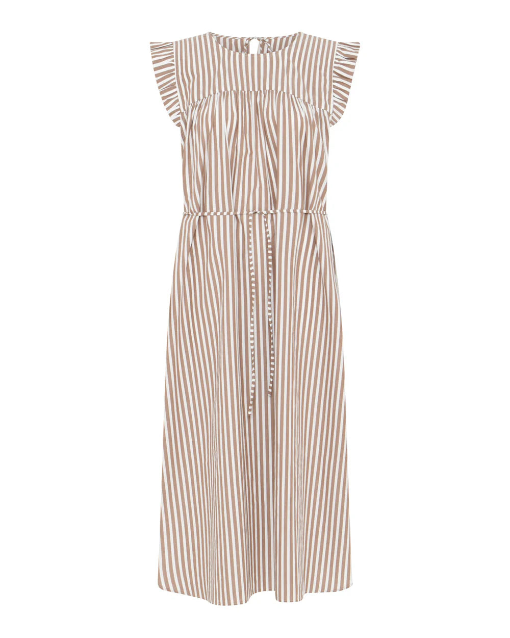 Stockholm Long dress - Coffee wide stripe
