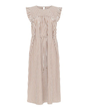 Stockholm Long dress - Coffee wide stripe