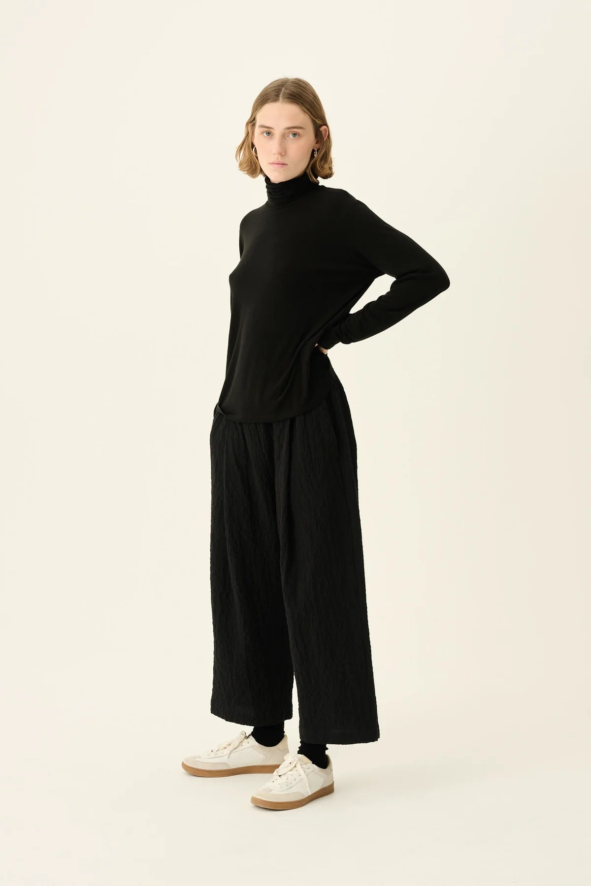 Pia crushed Cotton pant - Black