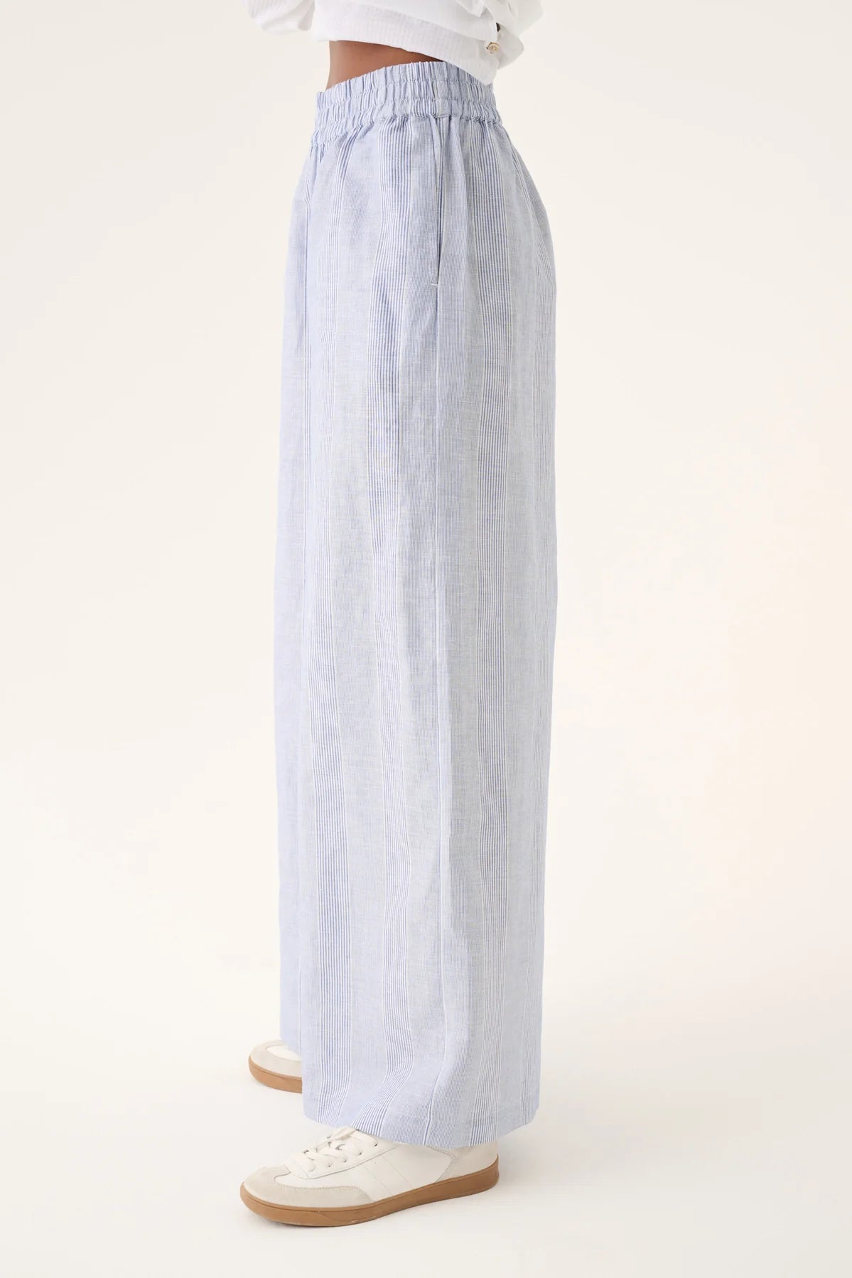 Pandora linen stripe pant - Blue dual stripe