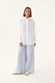 Pandora linen stripe pant - Blue dual stripe