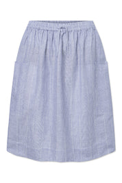 Poruka light linen stripe skirt - Blue dual stripe