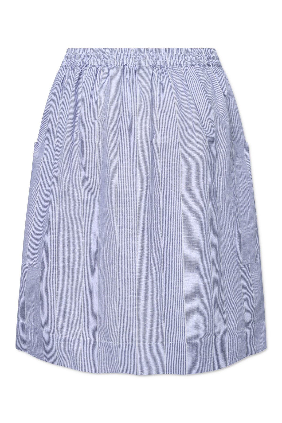 Poruka light linen stripe skirt - Blue dual stripe
