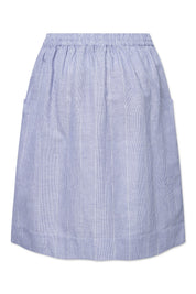 Poruka light linen stripe skirt - Blue dual stripe
