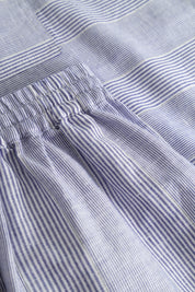 Poruka light linen stripe skirt - Blue dual stripe