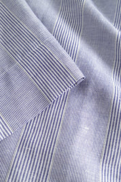 Poruka light linen stripe skirt - Blue dual stripe