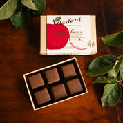 Æske med 6 chokoladeovertrukne karameller - Æble & kanel