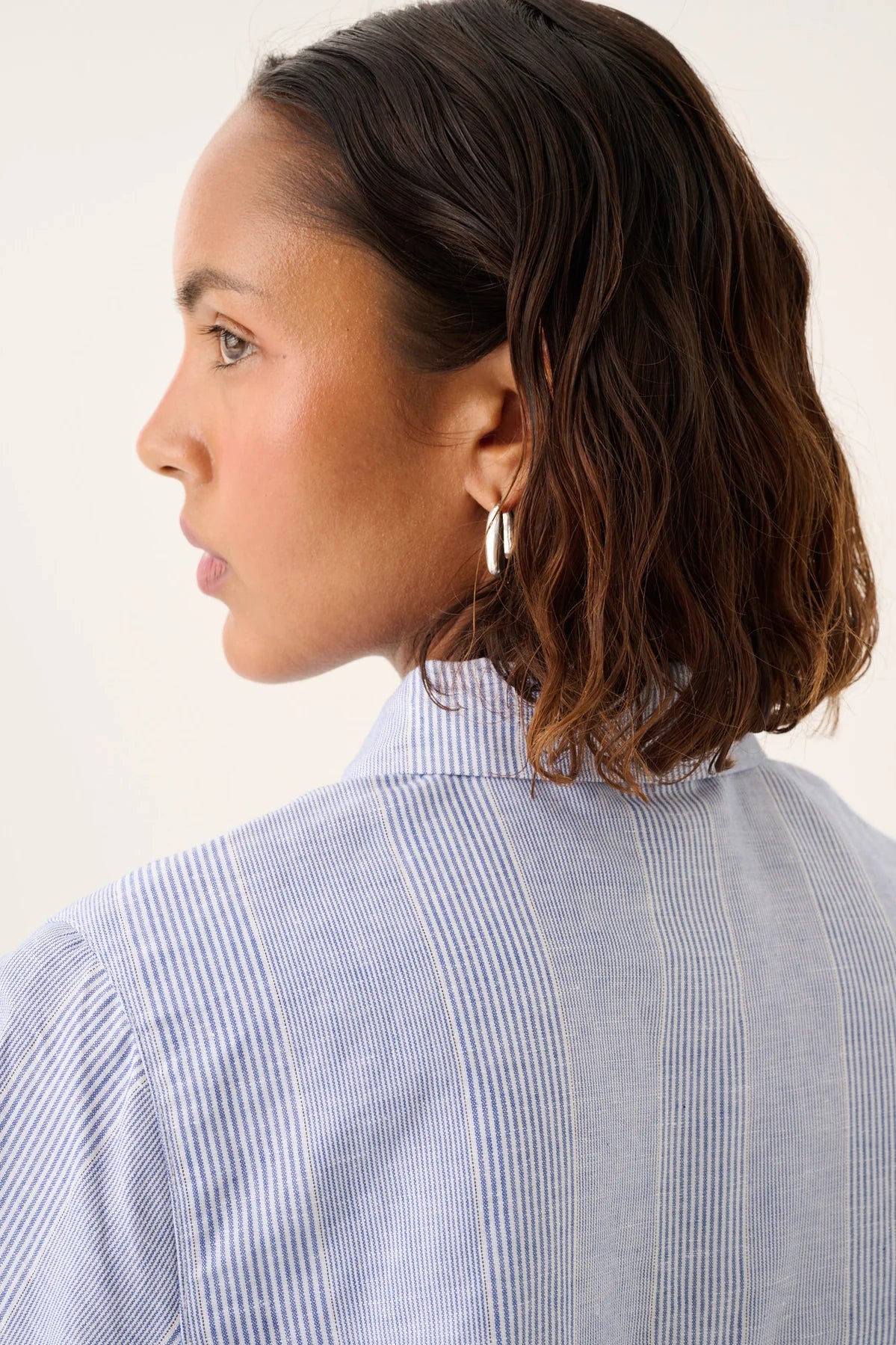 Shika light linen stripe shirt - Blue dual stripe