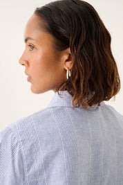 Shika light linen stripe shirt - Blue dual stripe