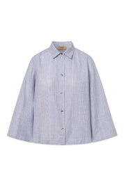 Shika light linen stripe shirt - Blue dual stripe