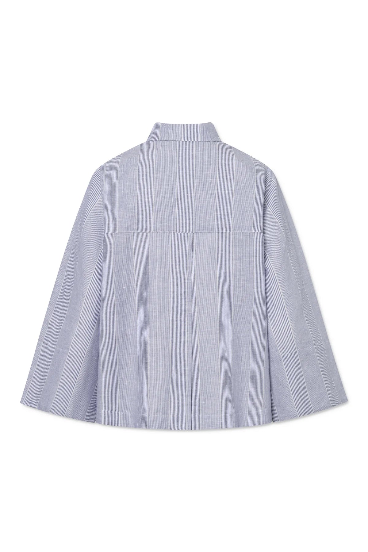 Shika light linen stripe shirt - Blue dual stripe