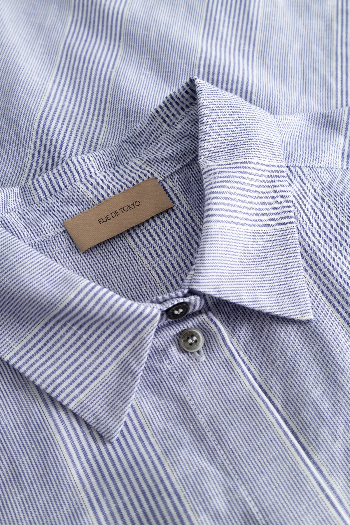 Shika light linen stripe shirt - Blue dual stripe