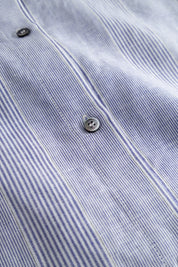 Shika light linen stripe shirt - Blue dual stripe