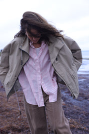 Shelby cotton-silk shirt - Red pink stripe