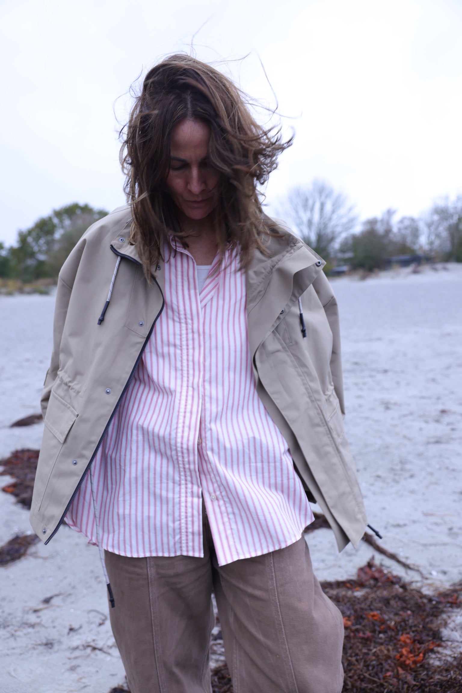 Shelby cotton-silk shirt - Red pink stripe