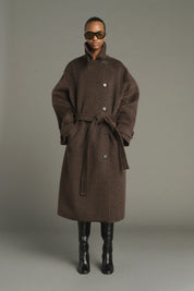 Jules coat in brushed wool - Marron