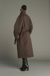 Jules coat in brushed wool - Marron