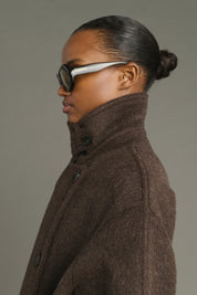 Jules coat in brushed wool - Marron