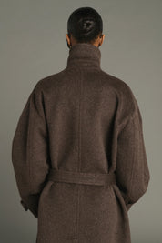 Jules coat in brushed wool - Marron
