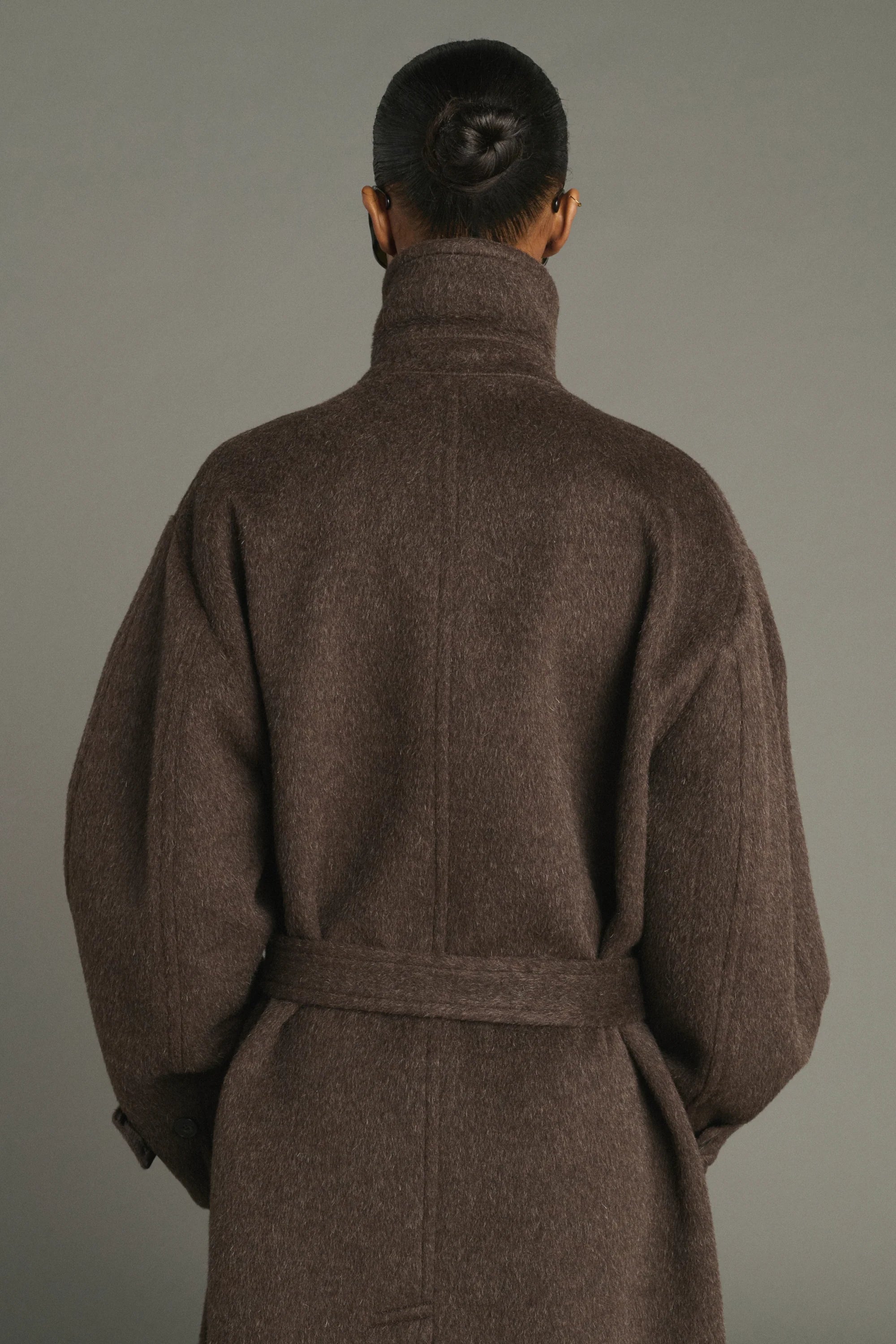 Jules coat in brushed wool - Marron