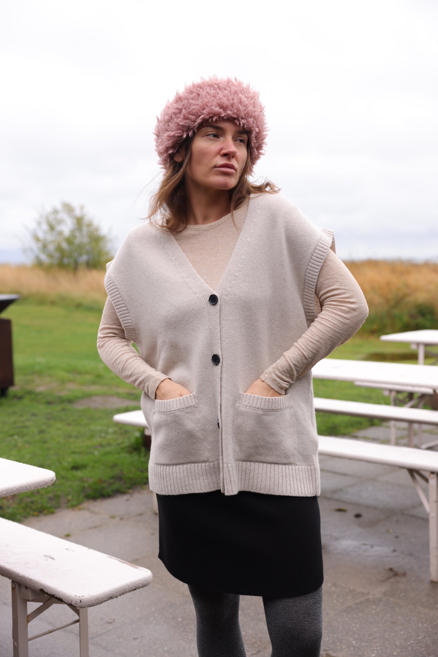 Thea Lambswool vest - Island fossil