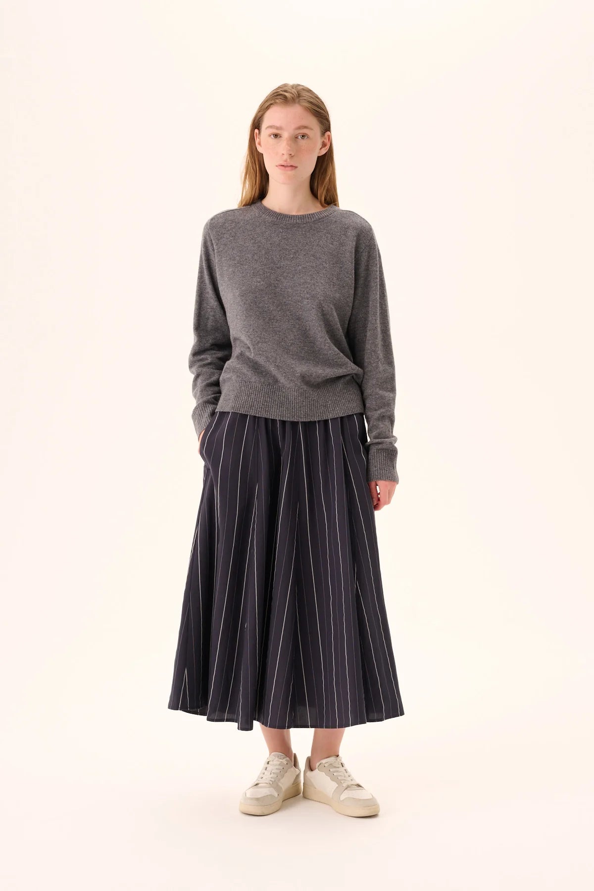 Pilar striped tencel skirt - dark navy stripe