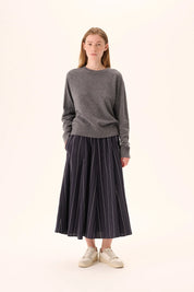 Pilar striped tencel skirt - dark navy stripe