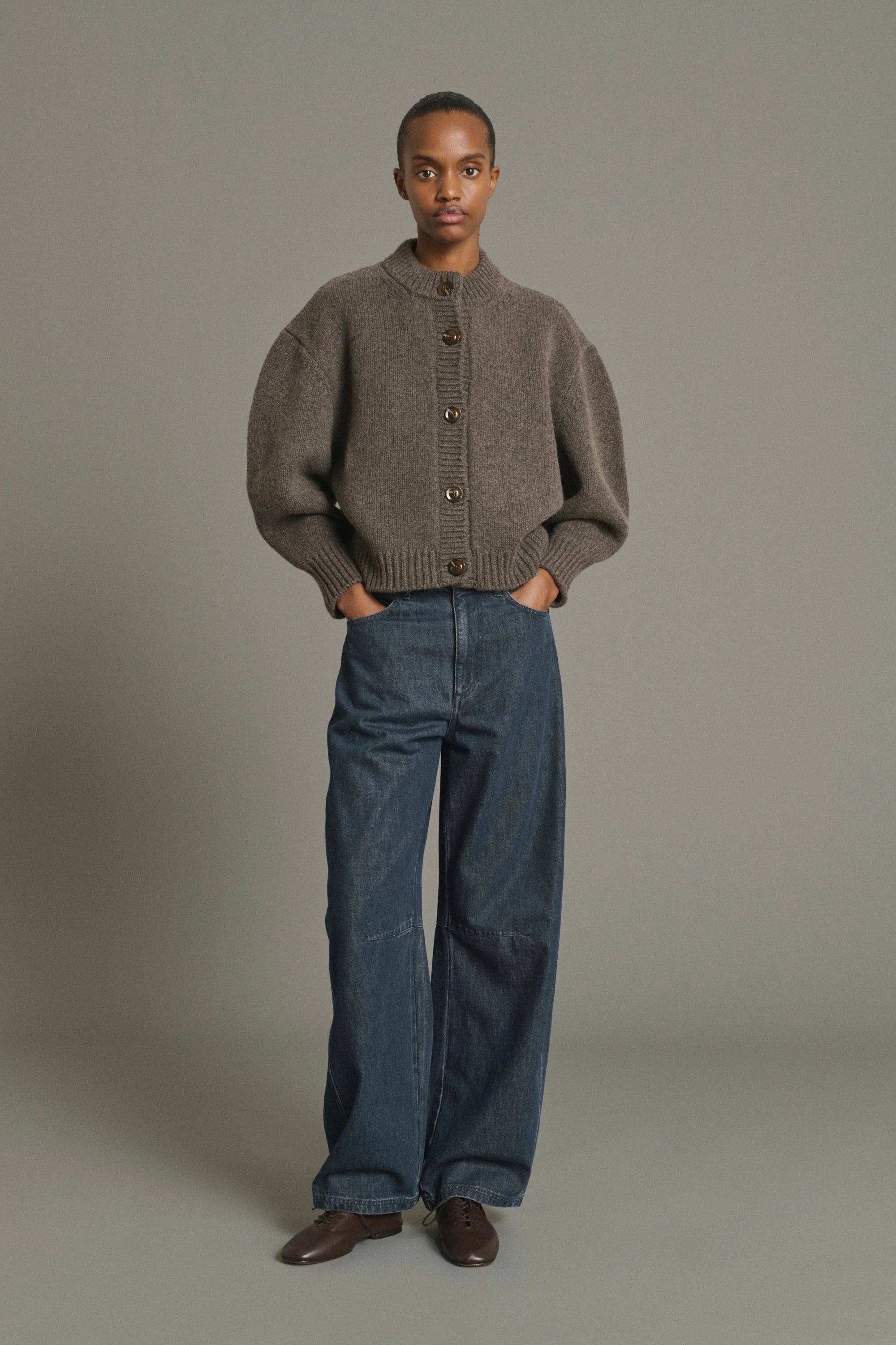 Leonard boxy cardigan - Marron glaze