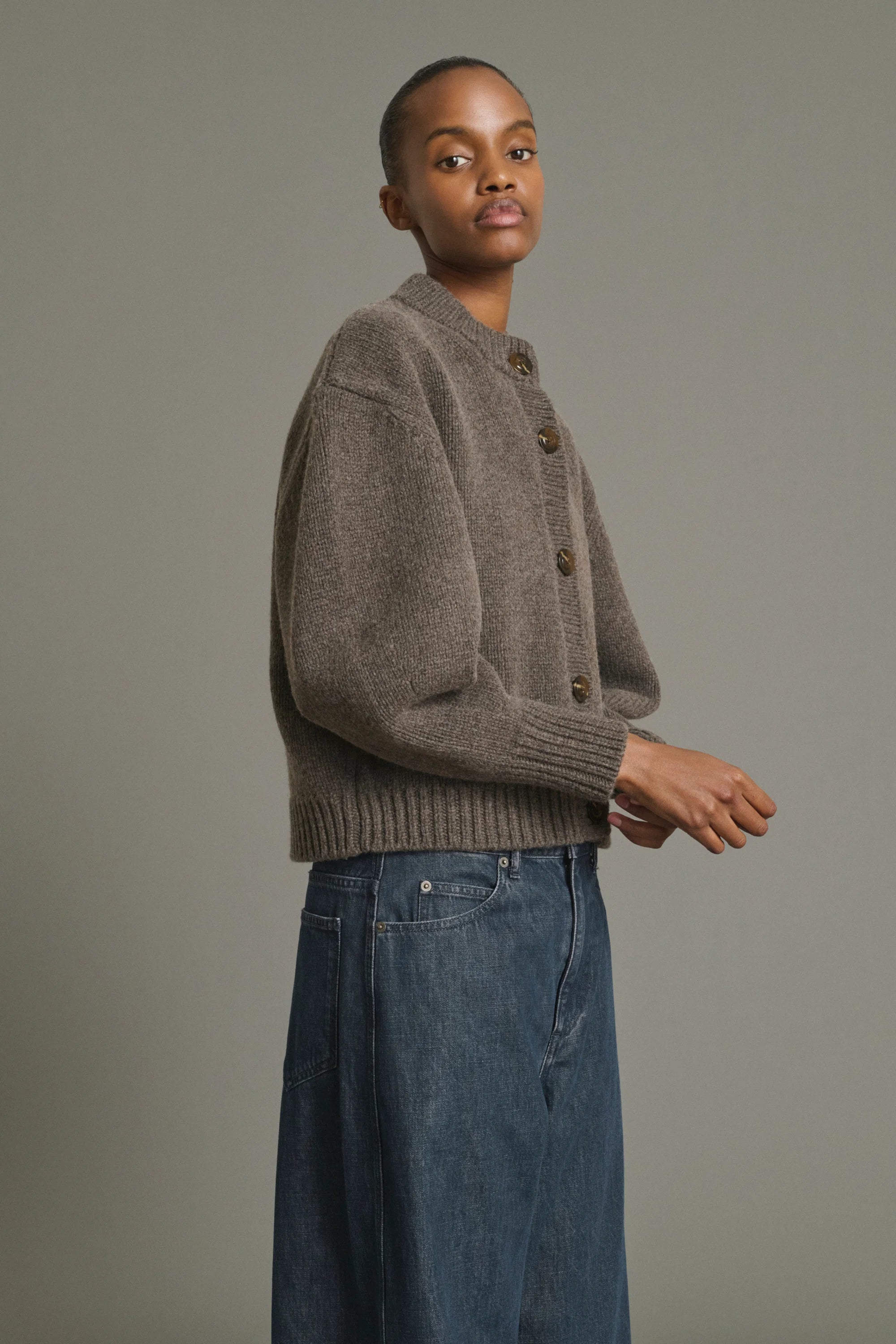 Leonard boxy cardigan - Marron glaze