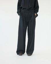 Fine wool wide box trousers - Navy