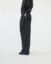 Fine wool wide box trousers - Navy