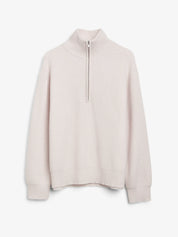 Premium Rib Zip Turtleneck - Off-White