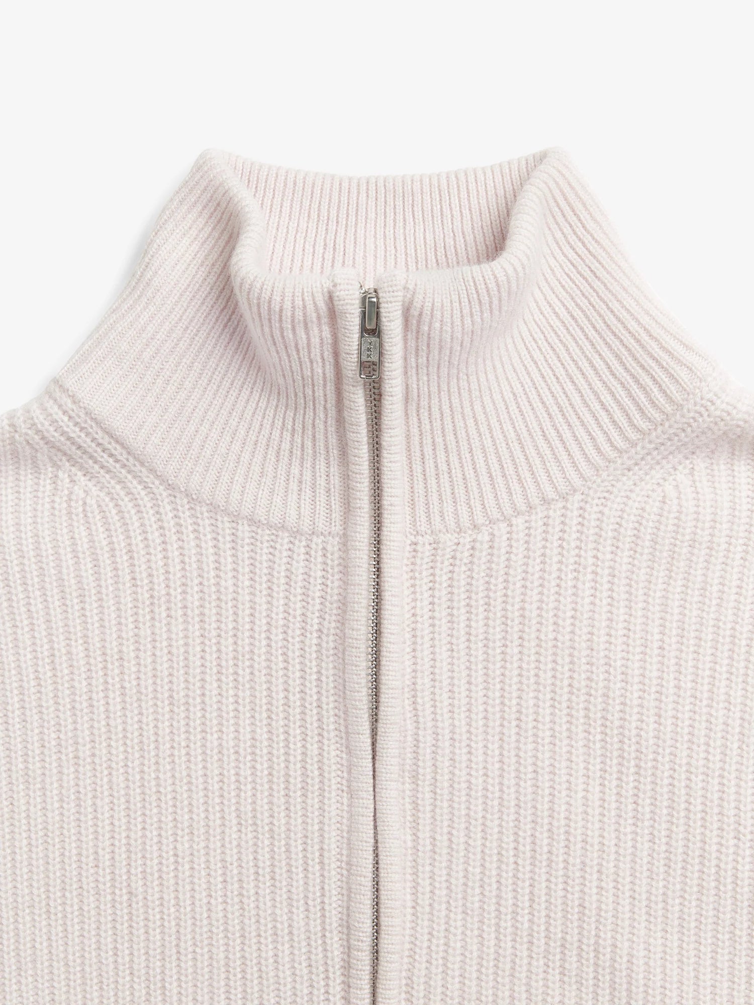 Premium Rib Zip Turtleneck - Off-White