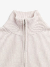 Premium Rib Zip Turtleneck - Off-White