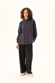 Seira striped tencel shirt - dark navy stripe