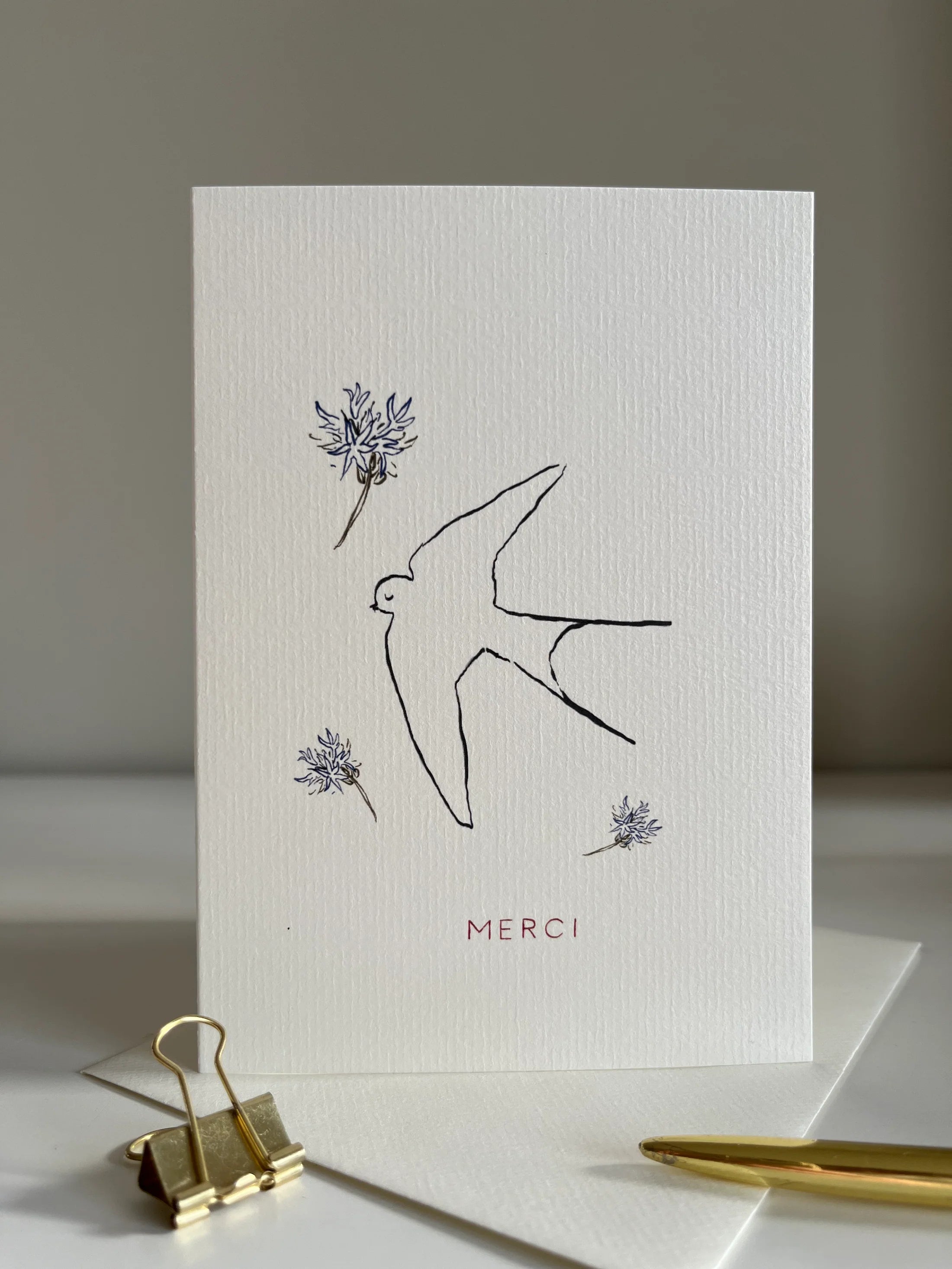 Kort med kuvert - Merci