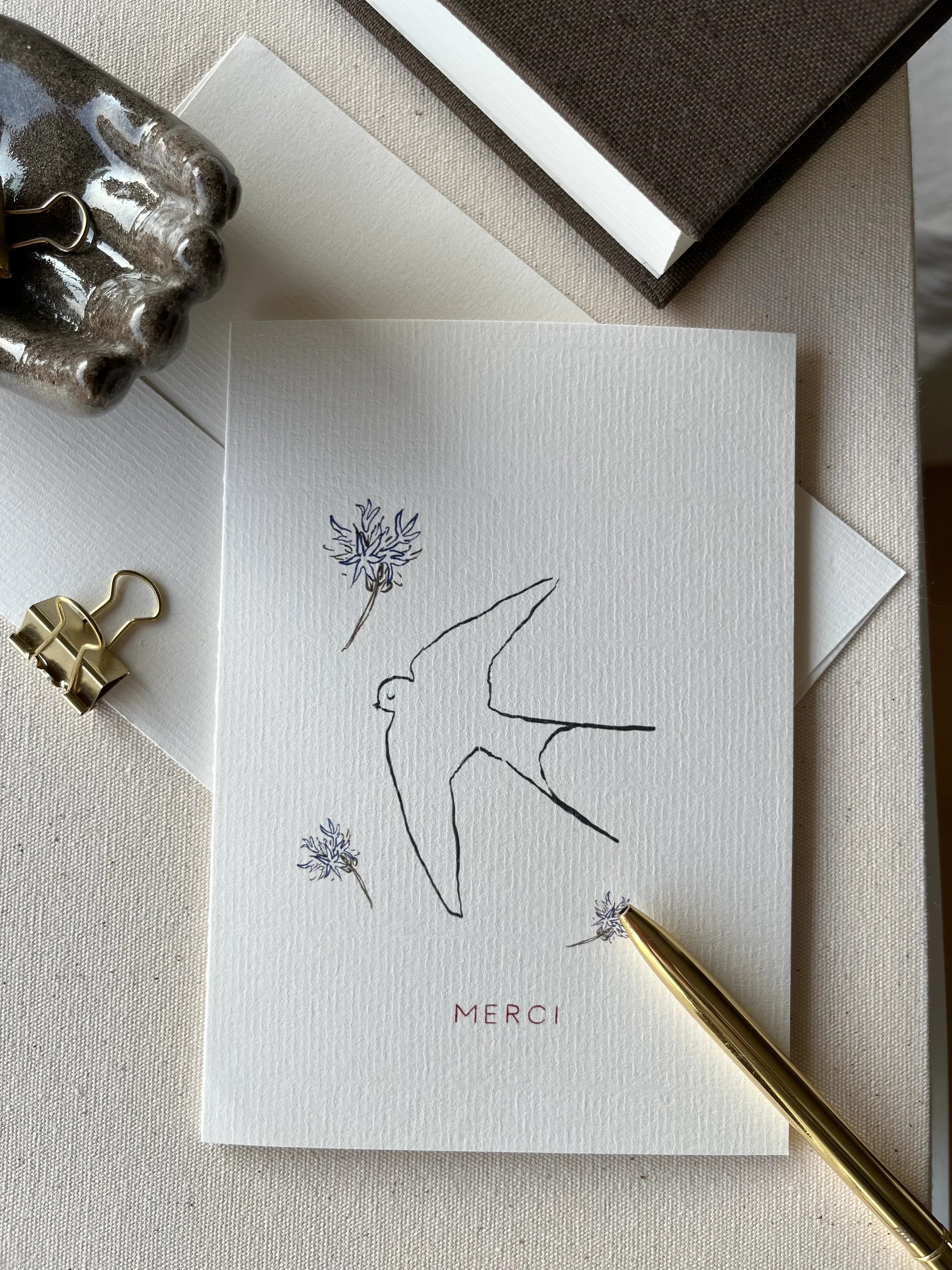 Kort med kuvert - Merci