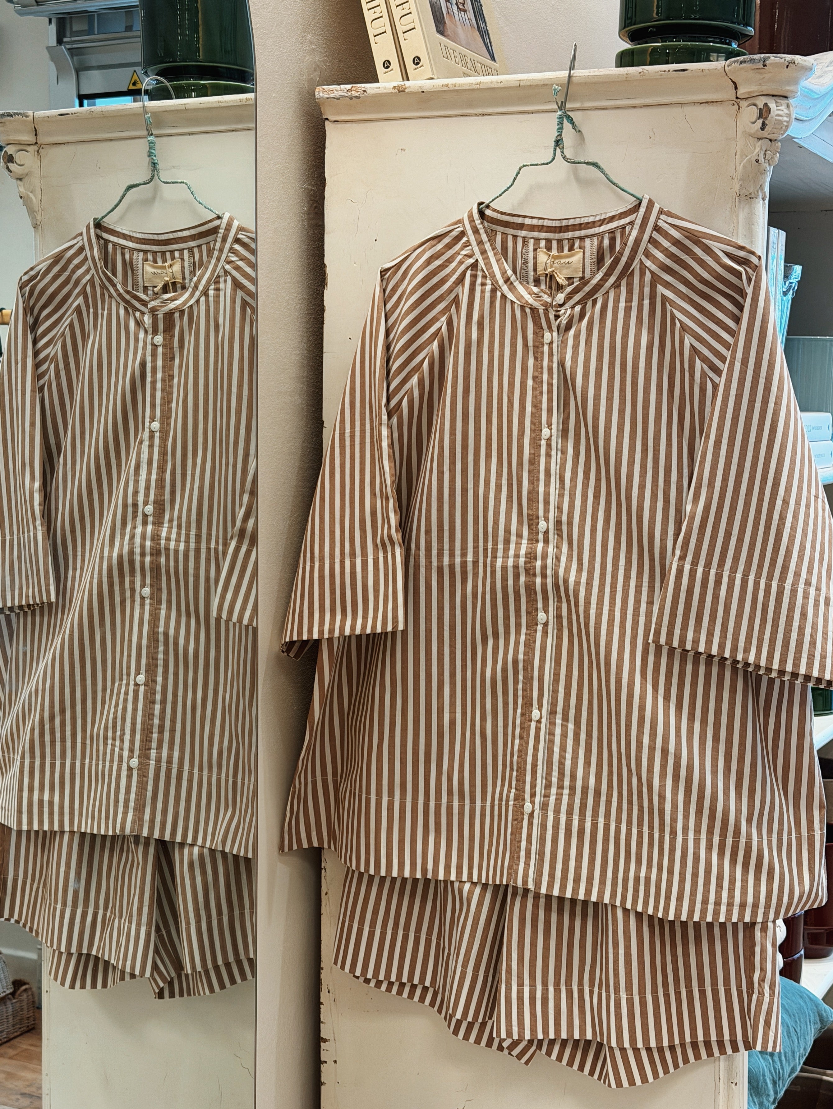 Abu Dhabi skjorte - Coffee wide stripe