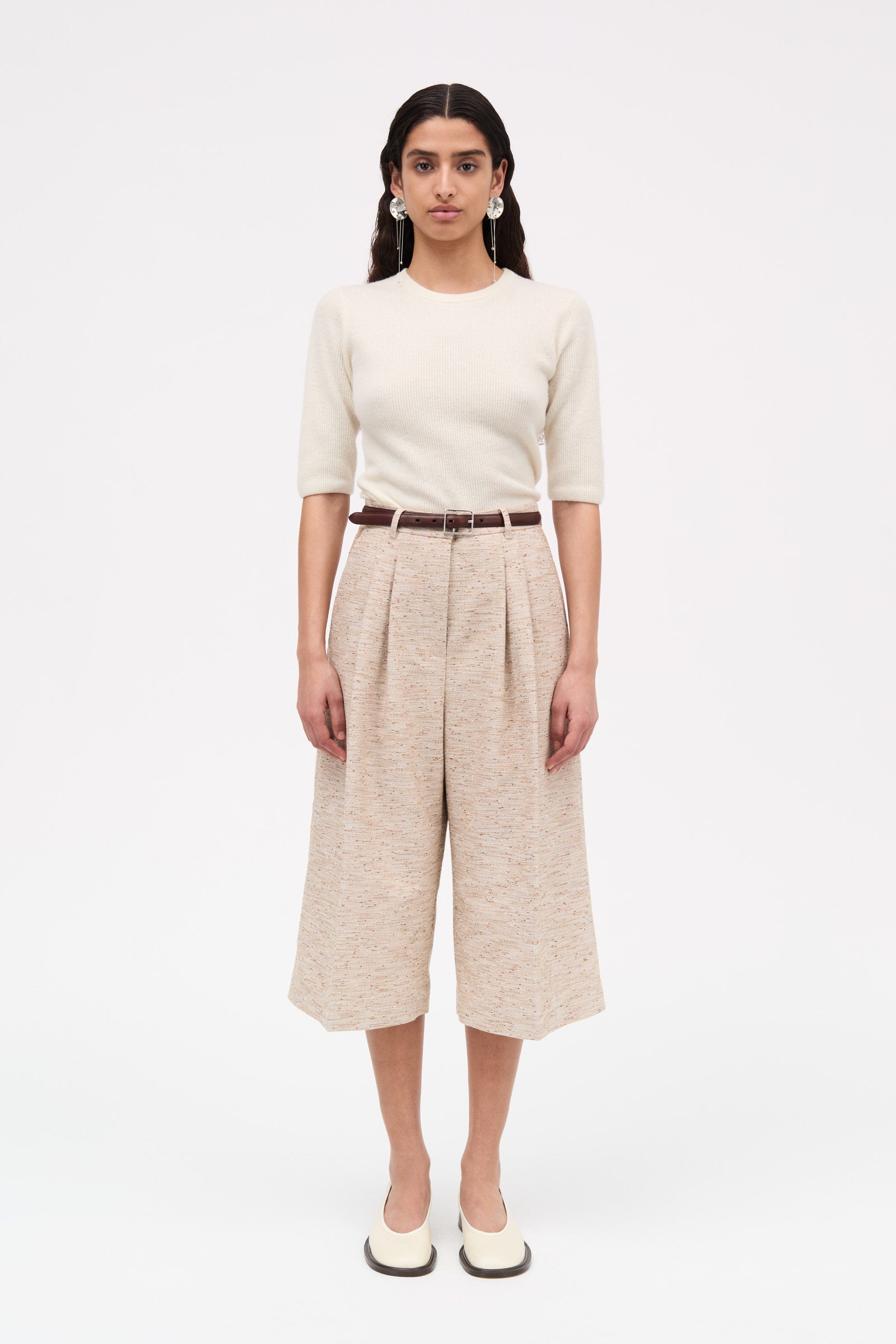 Pennie textured wool long shorts