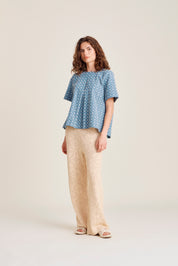 Montgomery bluse - White flower denim
