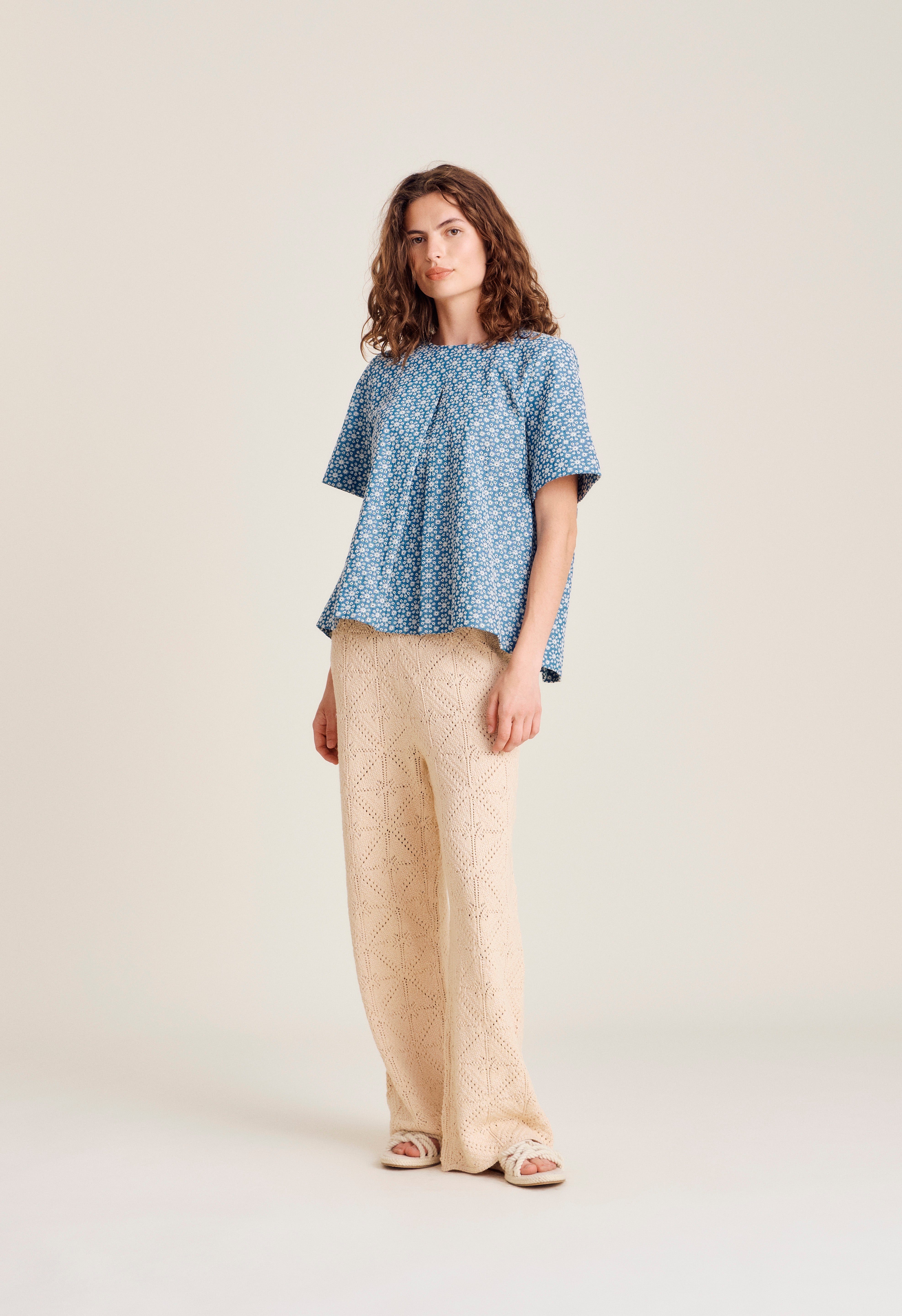 Montgomery bluse - White flower denim